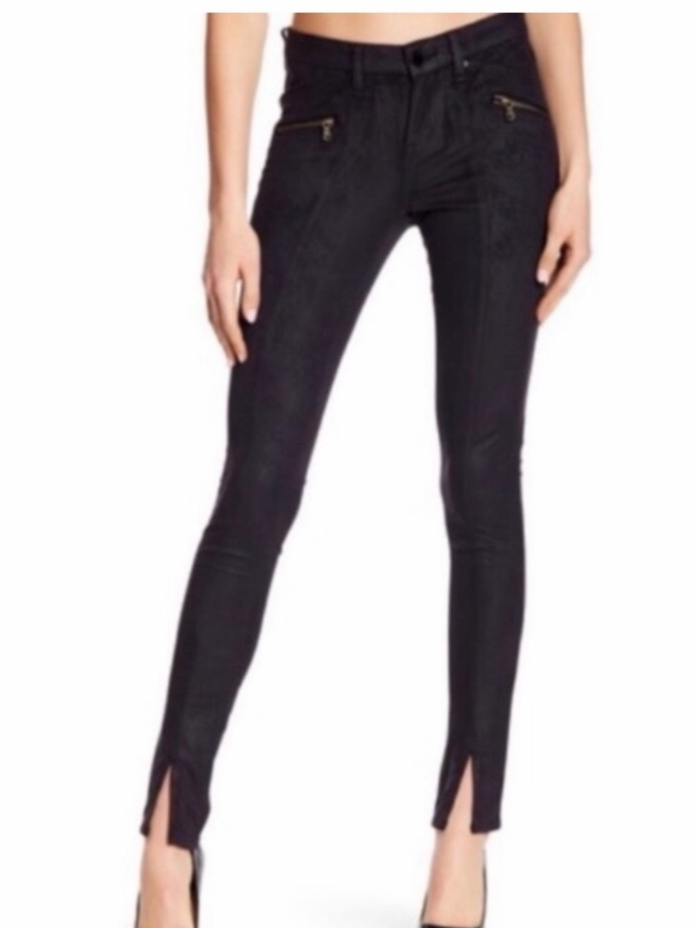 William Rast Black Skinny Zip-Ankle Pants